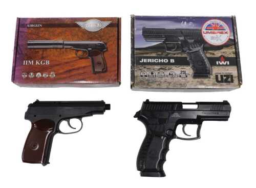 A Spirit Legends Weapons History KGB 4.5mm CO2 BB gun, together with an IWI Jericho B 4.5mm CO2...