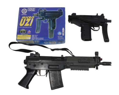 A STRS Chinese 6mm BB gun, in the form of a military machine gun, together with a Micro Uzi 6mm...