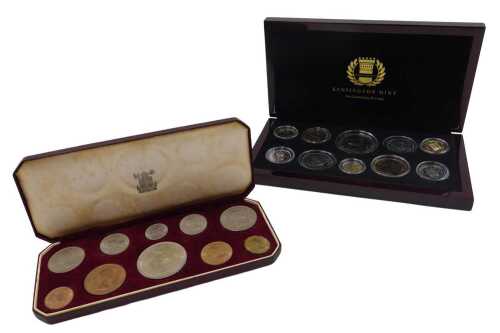 Various coins, an Elizabeth II coronation set, to include five shilling, etc., in outer case,...