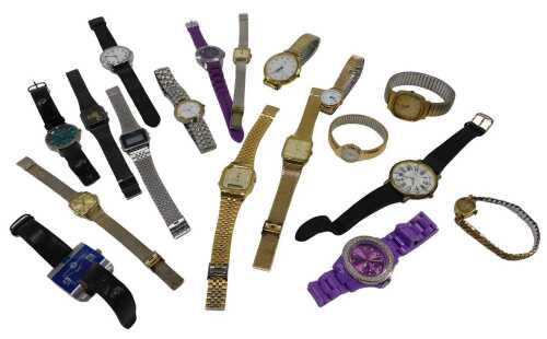 Various wristwatches, an Accurist gold plated wristwatch with 3cm wide octagonal face, with...
