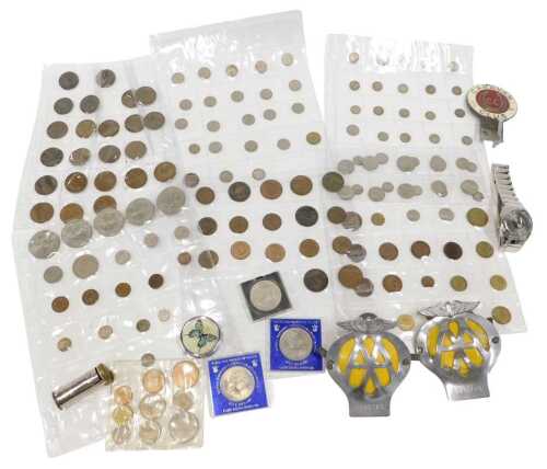 Various coins, pre-decimal and others, a small quantity of silver George VI and other, six pence,...