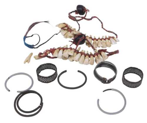 Various tribal jewellery, sheep's tooth necklace, various other bangles, 6cm wide, etc. (a...