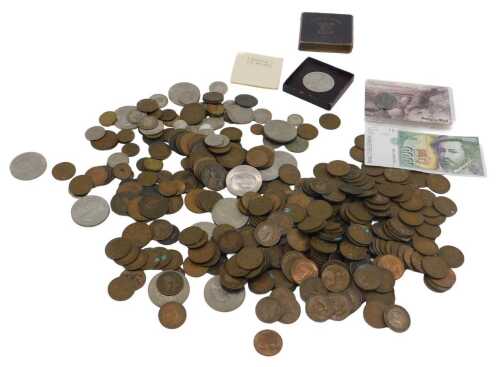 Various coins, GB pre-decimal, used, low denomination, some silver, 1936 six pence, a quantity...