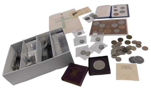 Various coins, GB pre-decimal, etc., a William IV half crown 1836, a large quantity of other low...