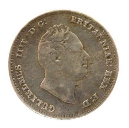A William IV silver four pence coin 1836, in outer capsule.