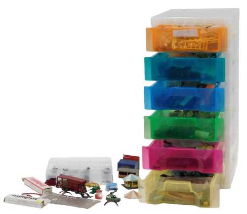 Various diecast, DGM led part car, various other trays of diecast OO and HO gauge merit and...