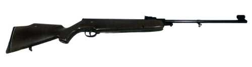 A Webley Omega .5/.22 calibre air rifle, 112cm long, with leather leg of mutton style case.