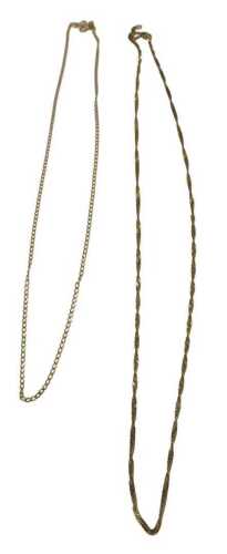 Two 9ct gold fine link chains, one 42cm long, the other 40cm long, 3g. (2)