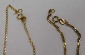 Two 9ct gold fine link chains, one 42cm long, the other 40cm long, 3g. (2) - 2