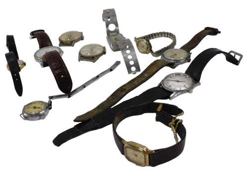 Various gentlemen's wristwatches, an Everite Helmsman wristwatch, with 3cm diameter dial with...