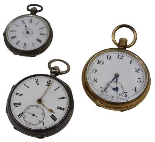 A 20thC gold plated open faced pocket watch, the 5cm diameter Arabic dial with subsidiary Arabic...