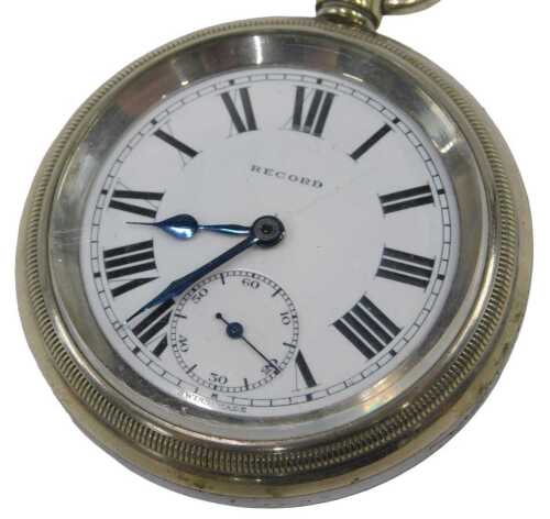 An early 20thC GWR railway watch, the 4cm diameter Roman numeric dial with subsidiary Arabic...