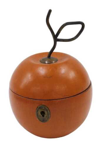 A Georgian style applewood style tea caddy, with metal mounts, probably late 20thC, 22cm high.
