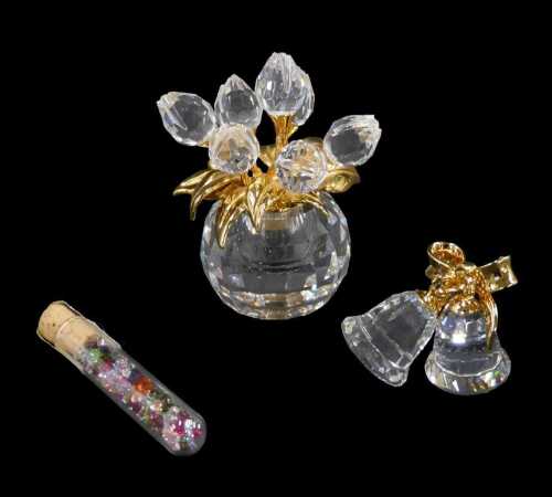 A Swarovski classics boxed crystal memories bell Christmas decoration, 3cm high, and a further...