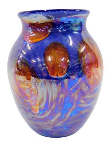 A Poole pottery Cosmic Harris style vase, of shouldered form, in opalescent colours,...