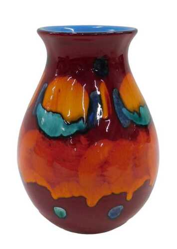 A Poole pottery Delphis style Volcano pattern vase, of bellied circular form, 22cm high.