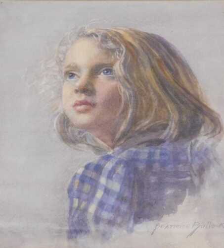 Beatrice Bullock (1878-1953). Portrait of a child, quarter profile, watercolour, signed, 25cm x...