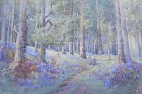 Beatrice Bullock (1878-1953). Woodland landscape, Spring Lickey Hills Bromsgrove Worcestershire,...