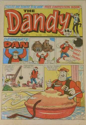 After Dudley D Watkins. The Dandy, November 17th 1984 cover, large material print, 138cm x 103cm.