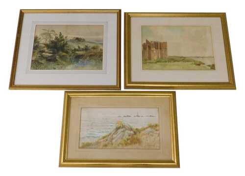 Walton (20thC). Calm landscape, rock before lighthouse, watercolour, signed, 18cm x 32cm,...