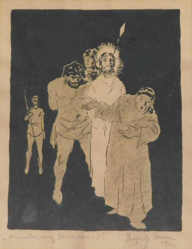 20thC School. Religious scene, indistinctly signed, in pencil, dated 1932, 25cm x 20cm.
