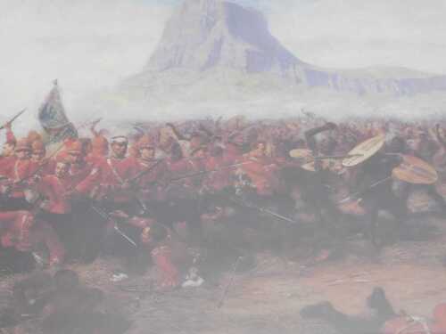 20thC School. The Battle of Isandlwana, print, 62cm x 89cm.