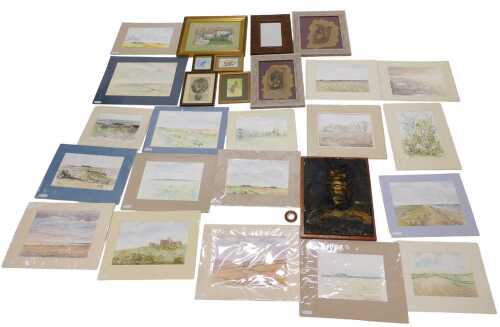 CAG (20thC). Sheep in a landscape, mixed media, signed and numbered 4/13, 18cm x 24cm, feltwork,...