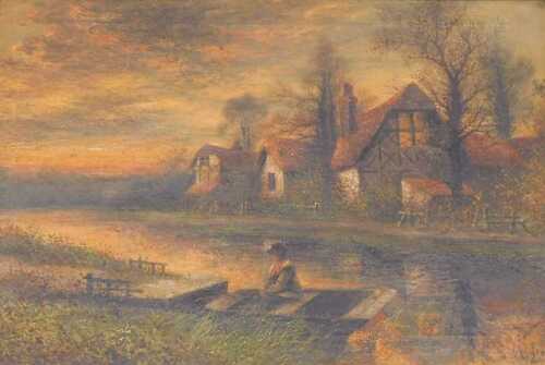 A L Lewis (19thC). Village at Great Marlow on the Thames, oil on canvas, signed, 55cm x 78cm,...