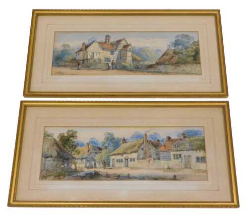 George Earp (19thC). Figures before cottage, watercolour, signed, and another similar, 14cm x...