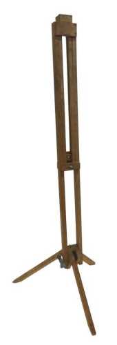 A 20thC beech artist's easel, of articulated form with metal mounts, when closed, 168cm wide.