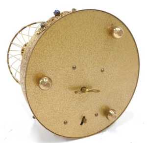 A 20thC Continental bird cage automaton, with two birds, partially feathered on a metal floral... - 4