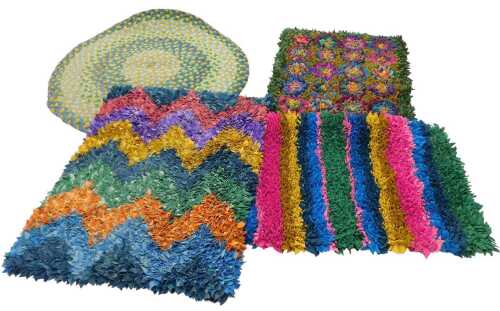 A 20thC Proddy or shagpile rug, of rectangular form, in multicoloured striped pattern, 118cm x...