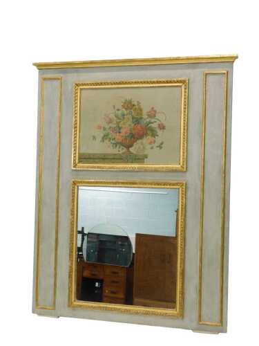 A 20thC wooden mirror panel, of rectangular form, with fixed pediment raised above a rectangular...
