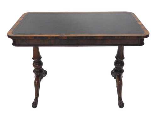 A 19thC rosewood Gillows of Lancaster style library or side table, the oblong top with a tooled...