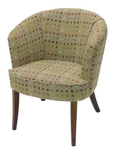 An Edwardian mahogany framed tub chair, professionally upholstered in later Bronte by Moon...