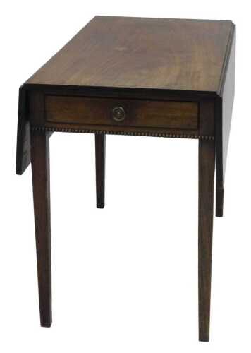An early 19thC mahogany drop leaf table, on square tapering legs, when closed 74cm high, 93cm...