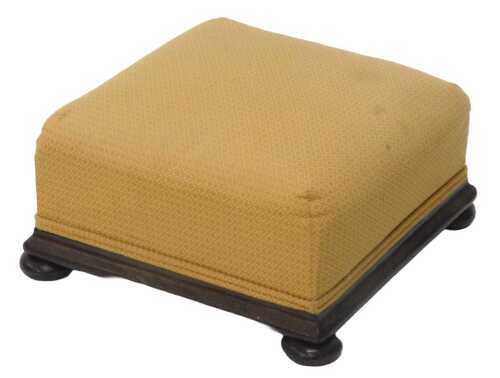 A Victorian mahogany hassock, overstuffed in a later geometric diamond pattern material, on...