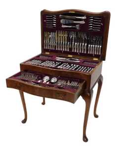 A comprehensive Elizabeth II silver canteen of cutlery, part settings for twelve, comprising...