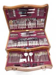 A comprehensive Elizabeth II silver canteen of cutlery, part settings for twelve, comprising... - 2
