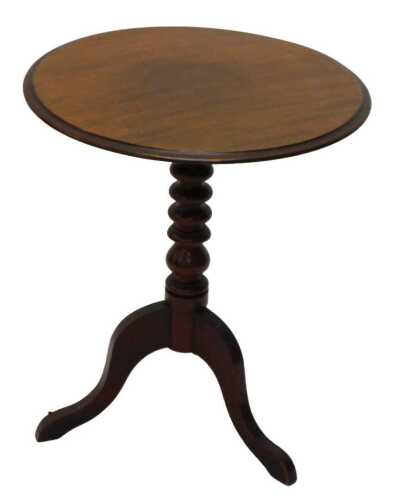 A 19thC style mahogany tripod table, with plain circular top, on baluster column, 53cm high,...