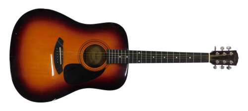 A Fender five string acoustic guitar, numbered DG-5SBST, with shaped case and chrome mounts,...