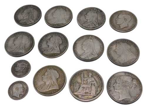 Various replica coins, Victorian style crowns, silver finish, to include 1887, etc., various...