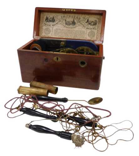 A principally 19thC Improved Patent Magneto electric machine, with S Hoskin Crown Point Road...