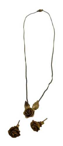 An Ecco gold plated jewellery suite, of rose design, comprising necklace and stud earrings, the...
