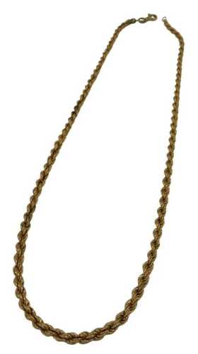 A 9ct gold graduated rope twist necklace, 46cm long, 7.5g.