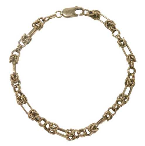 A 9ct gold bracelet, with extended bar and cross links, with clip clasp, bearing import marks,...