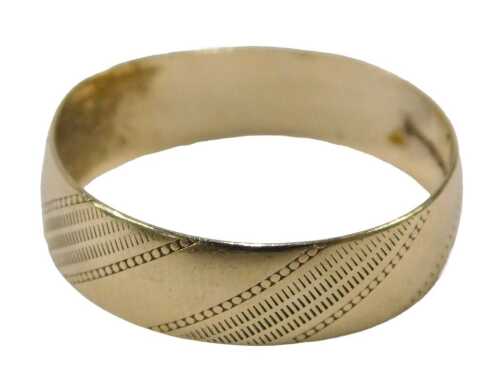 A 9ct gold wedding band, of bar and dot striped decoration, maker B Bros, bearing import marks,...