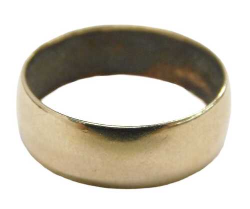 A 9ct gold wedding band, of plain design, maker B Bros, bearing import marks, 7mm width, ring...