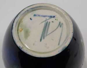 A Moorcroft pottery Orchid pattern vase, of tapering circular form, on blue and green ground,... - 2