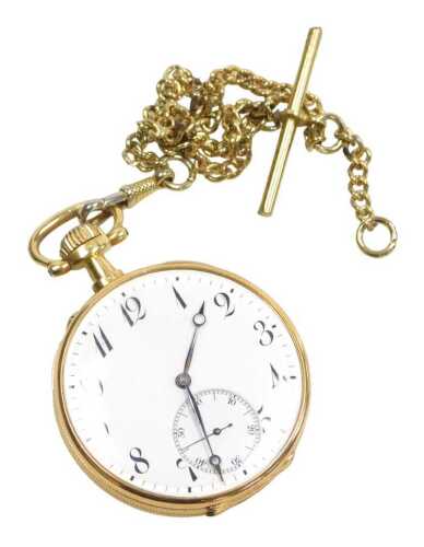 An early 20thC pocket watch, with a white enamel Roman numeric dial, blue hands and seconds dial,...